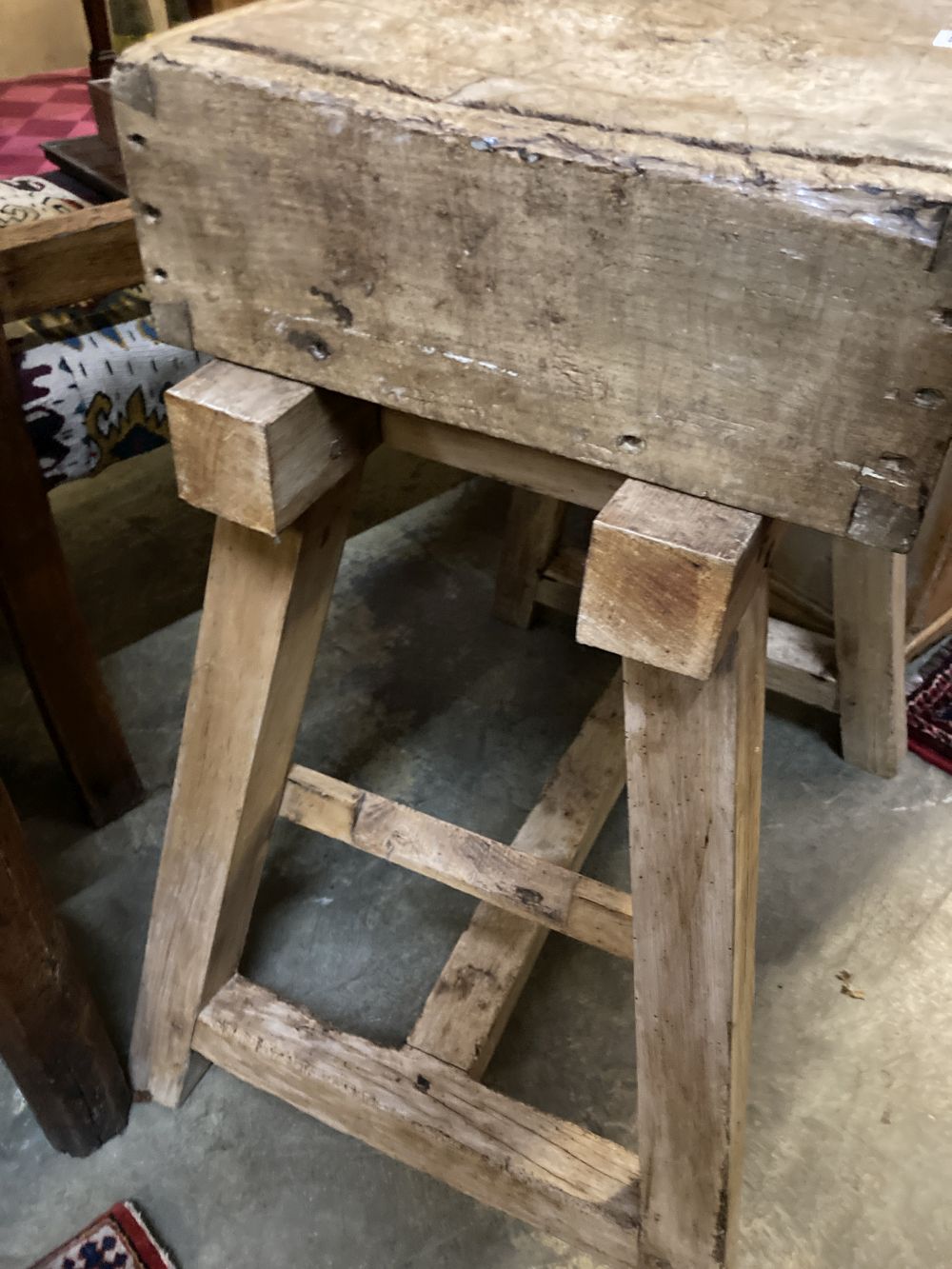 A butchers block, 61 x 40cm height 83cm